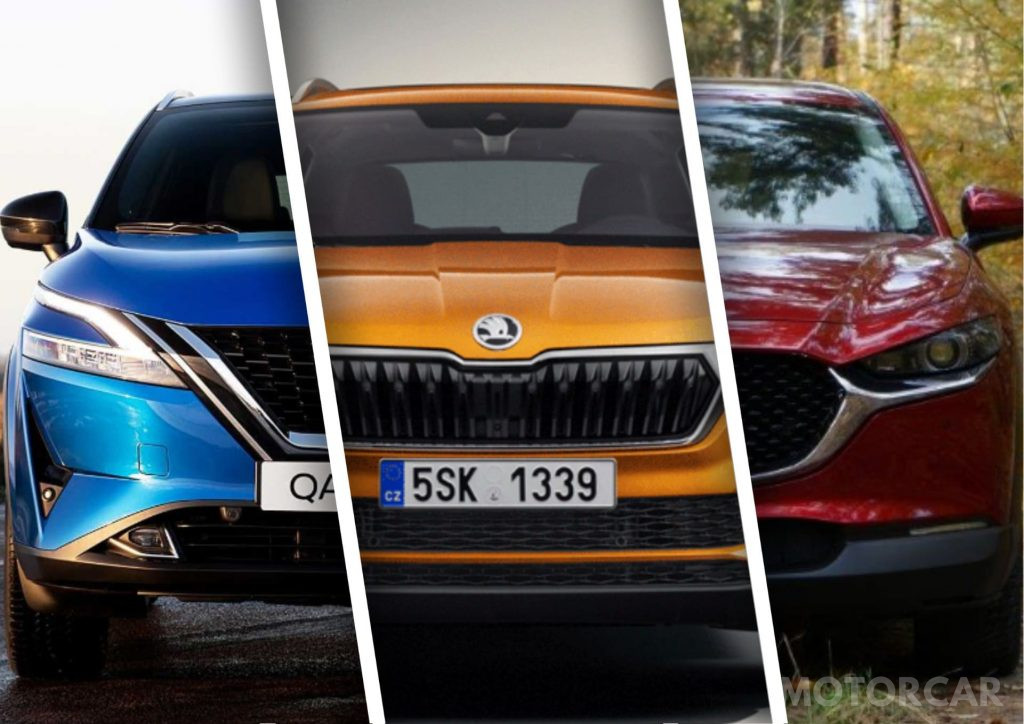 Nissan Qashqai, Skoda Karoq, Mazda CX-30 (коллаж)